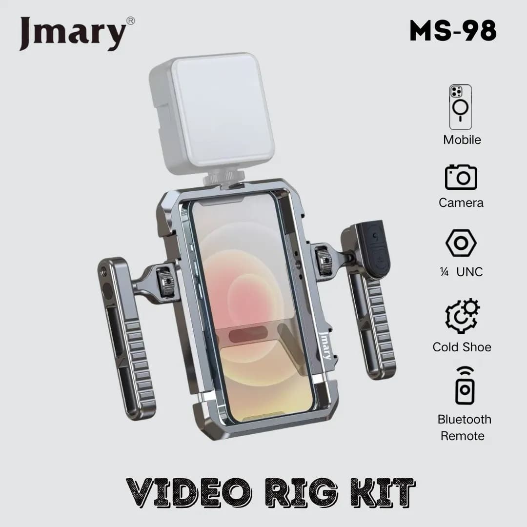 Jmary MS98 Metal Smartphone Video Rig Kit With Dual Handles Remote Control & Cold Shoe Mount — image 1