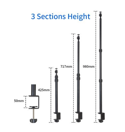 Jmary MT49 C Clamp Desk Mount Light Stand For Camera Ring Light Streaming Photo Video Shooting — image 2