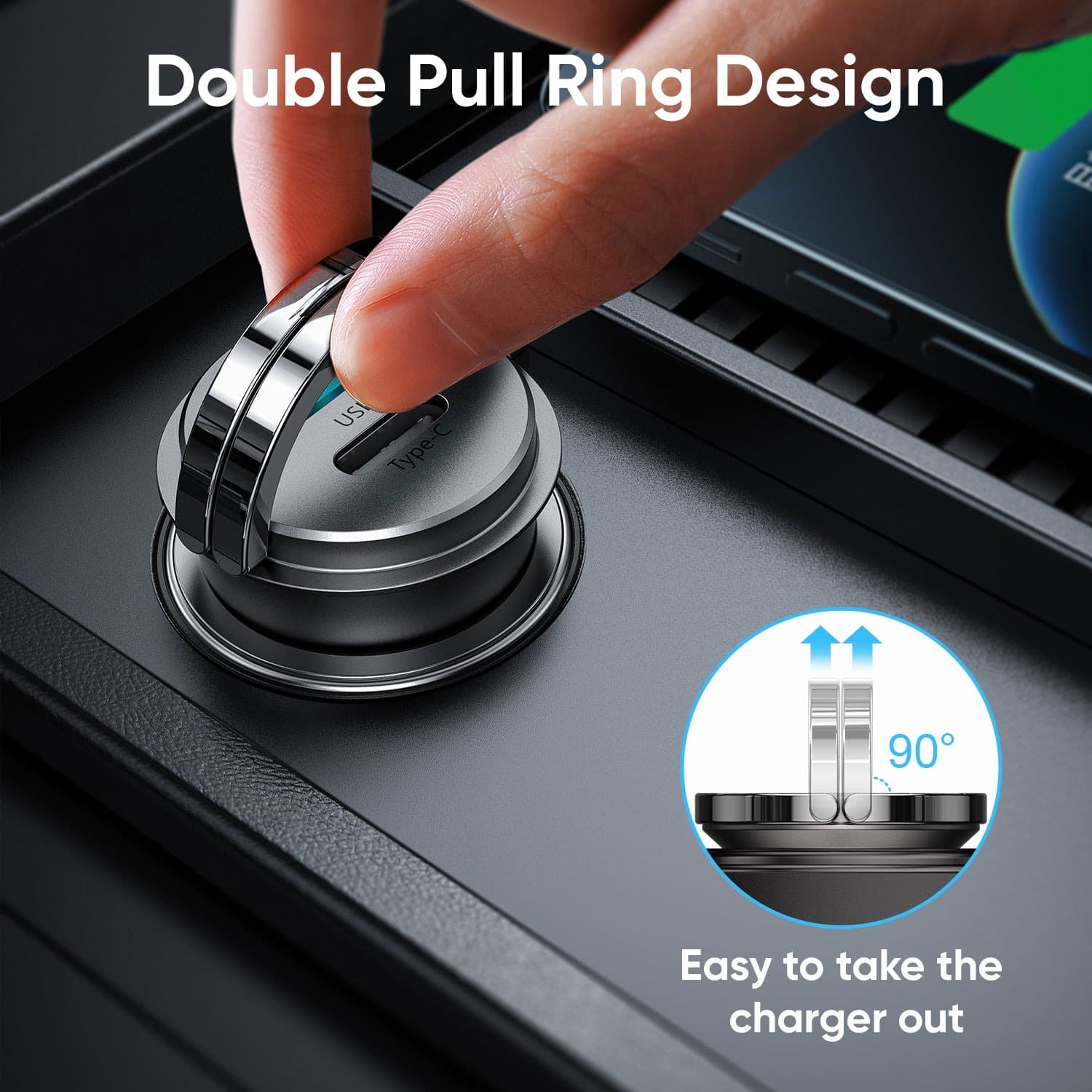 JOYROOM CA35 20W Mini Dual Port Ring‑Pull Fast Car Charger (PD + QC 3.0) — image 4