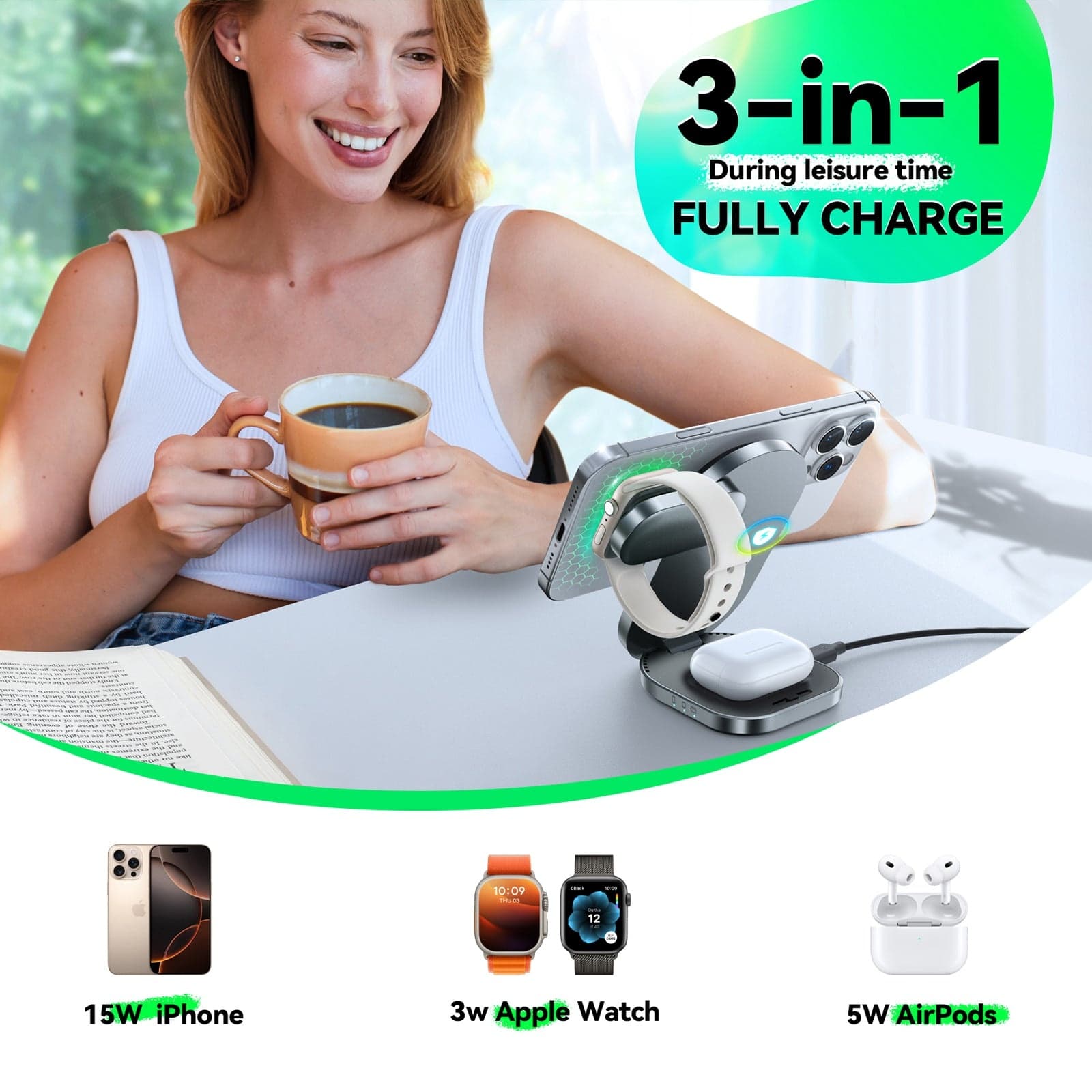 Joyroom JR W17 15W Multi-Device 3-in-1 Fast Wireless Charging Station — image 5