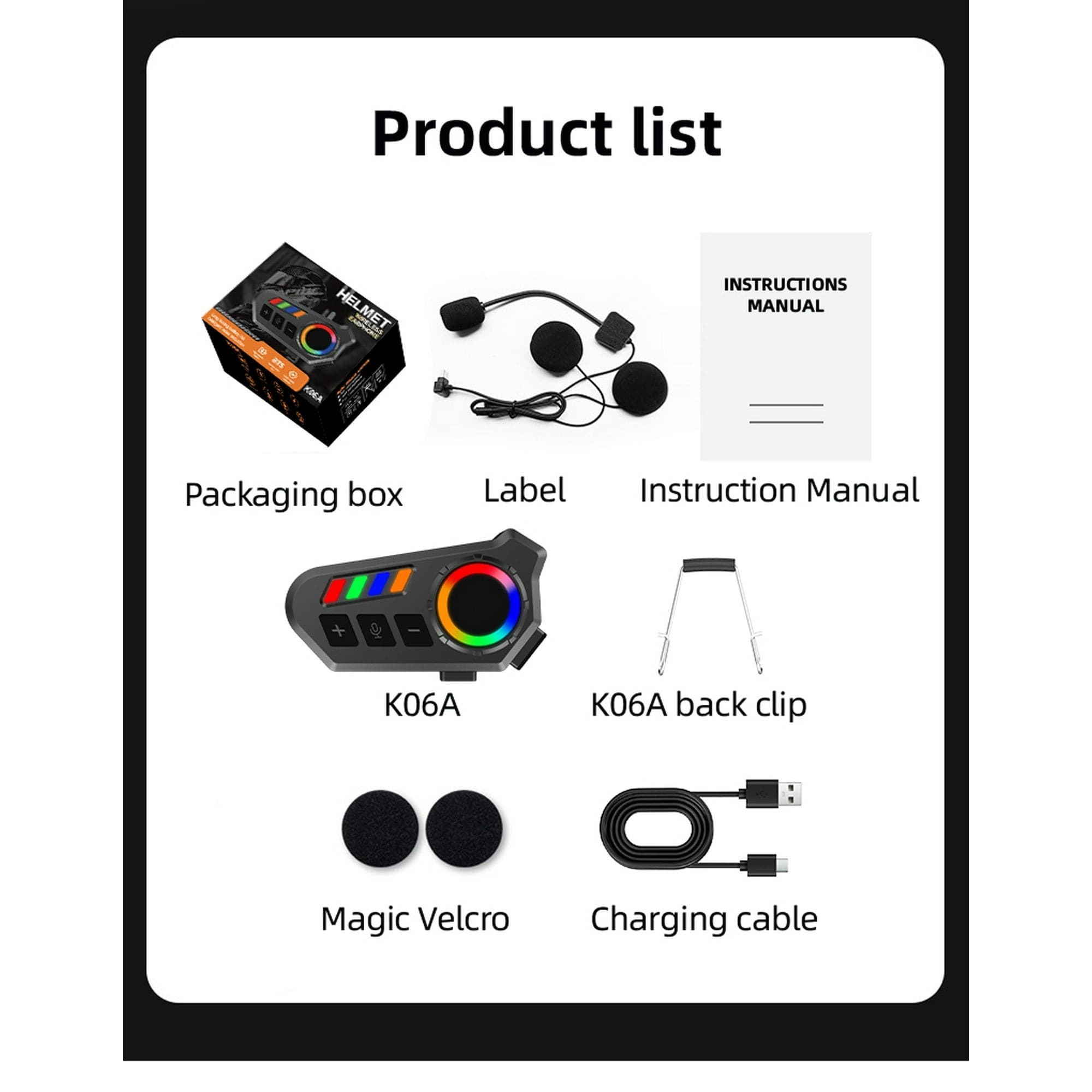 K06A Motorcycle Helmet Bluetooth Headset With Mic — image 4