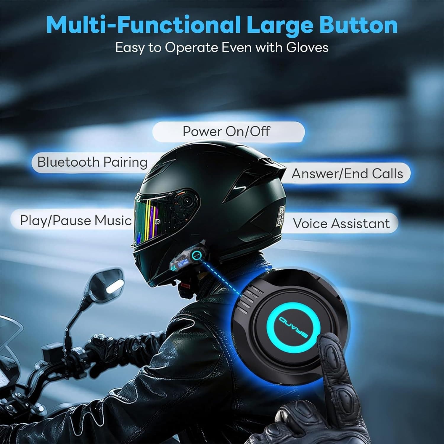 K09 Motorcycle Helmet Intercom Headset 500m Range — image 5