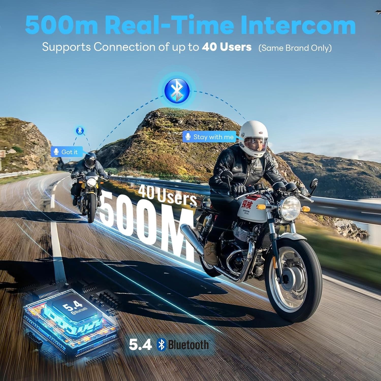 K09 Motorcycle Helmet Intercom Headset 500m Range — image 3