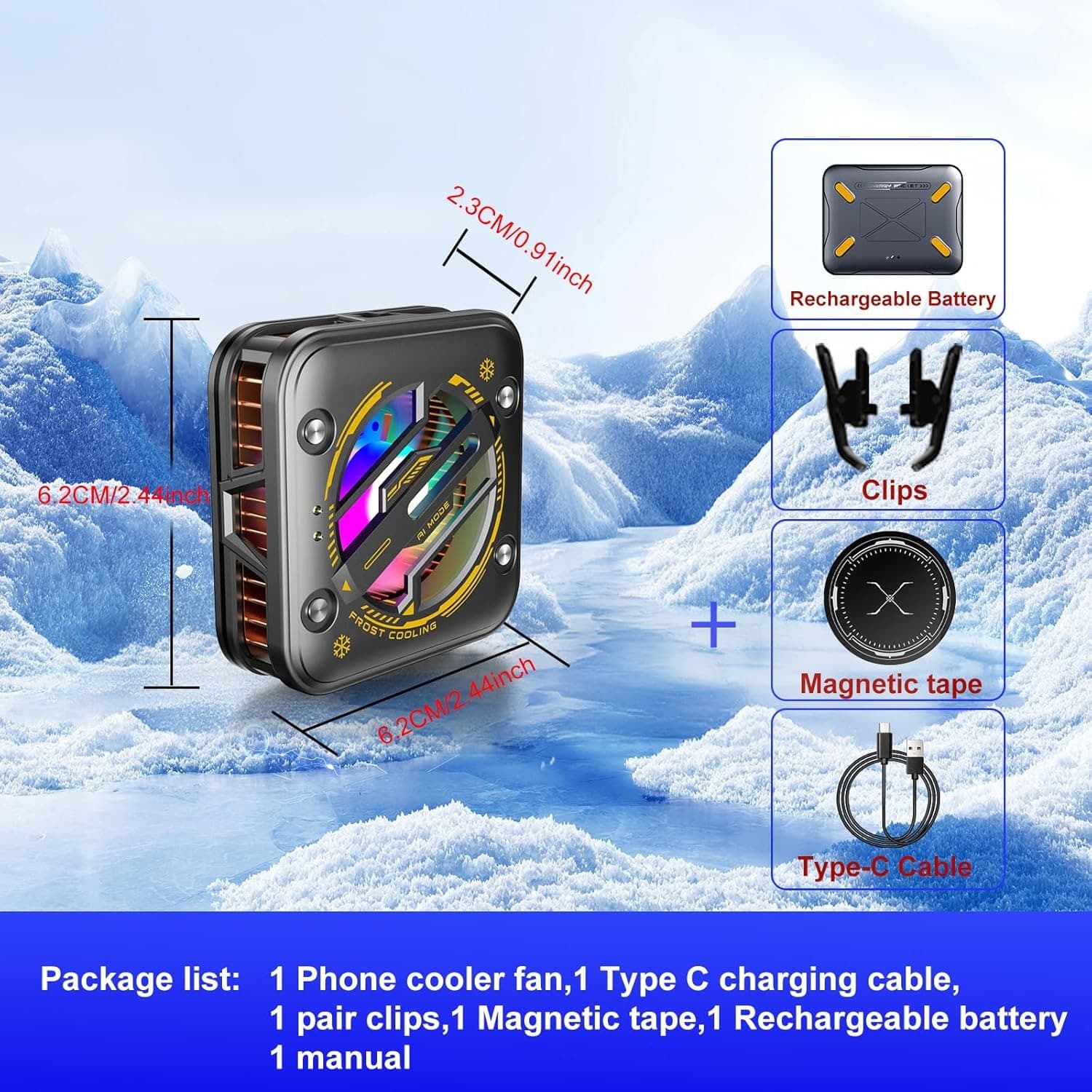 K18 Magnetic Rechargeable Phone Cooler With RGB Fan — image 4