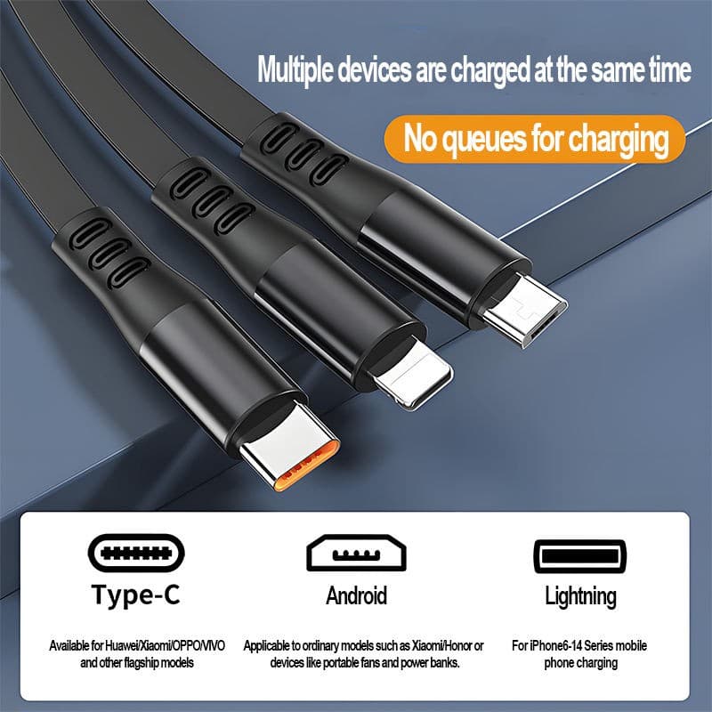 KAXINSI KU98 100W High-Speed 3-in-1 Retractable Charging Cable (1.2m) — image 3