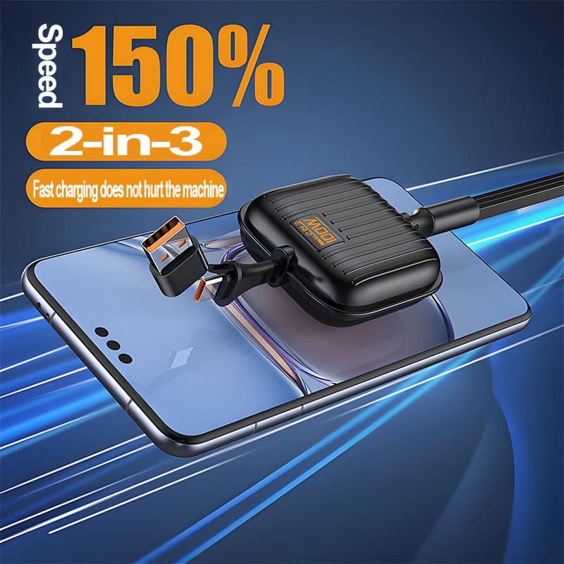 KAXINSI KU98 100W High-Speed 3-in-1 Retractable Charging Cable (1.2m) — image 5