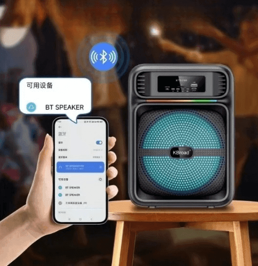 Kbroad KTS 2168 Powerful Sound and Deep Bass Bluetooth Speaker With Wireless Mic RGB Lights 8-Inch Woofer — image 3