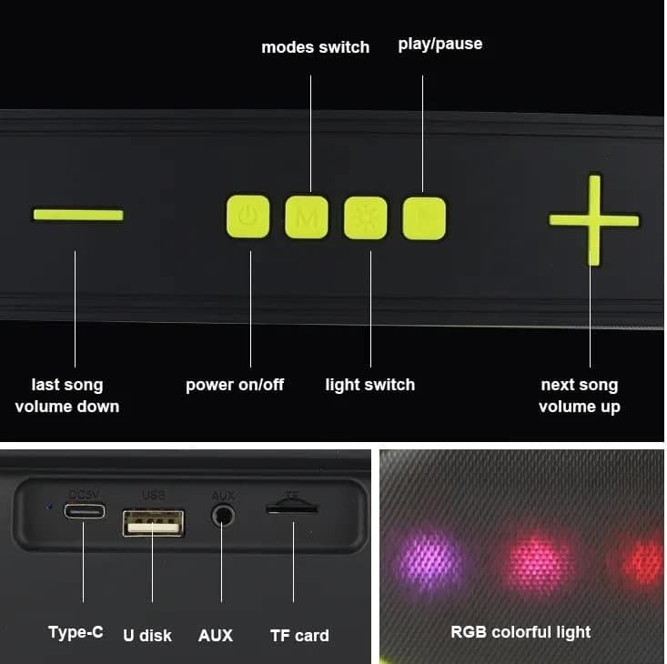 Kisonli LED 915 Bluetooth Soundbar With RGB Lighting And Stereo Music — image 3