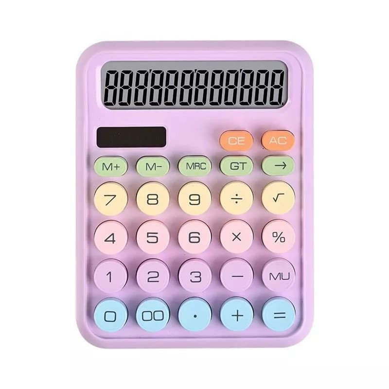 KK2688 Cute Colorful Mechanical Calculator Solar Energy 12 Digits — image 3