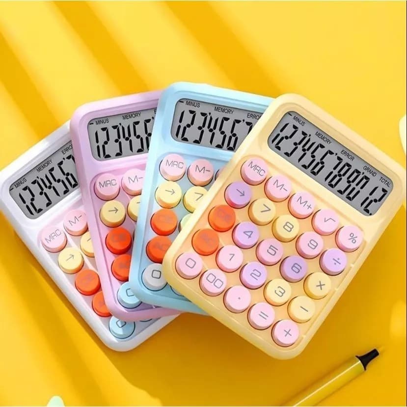 KK2688 Cute Colorful Mechanical Calculator Solar Energy 12 Digits — image 2
