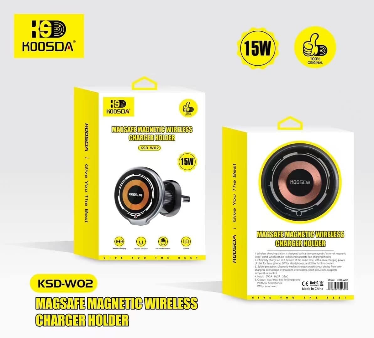 KOOSDA KSD W02 15W Magnetic Wireless Car Charger & Phone Mount — image 5