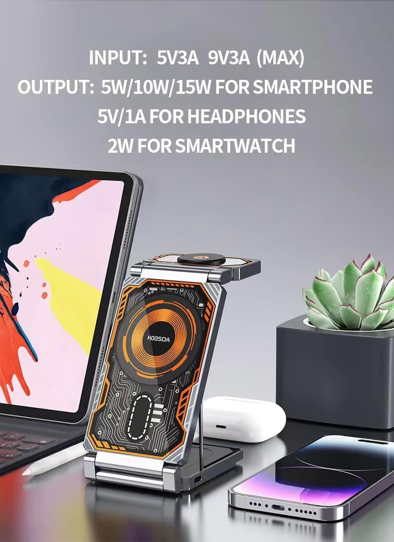 Koosda KSD W03 Foldable 3 In 1 Wireless Charger — image 4