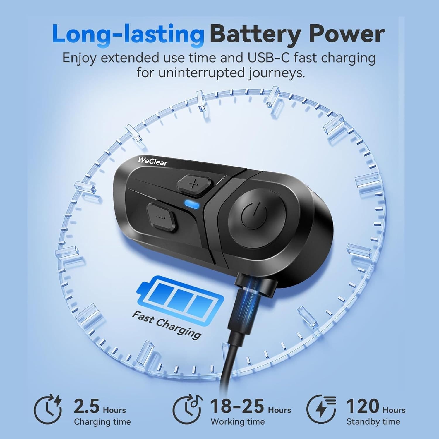 L1 Motorcycle Bluetooth Helmet Headset Bluetooth 5.3 IP67 HD Speakers Hands-Free Calls Music and GPS — image 5