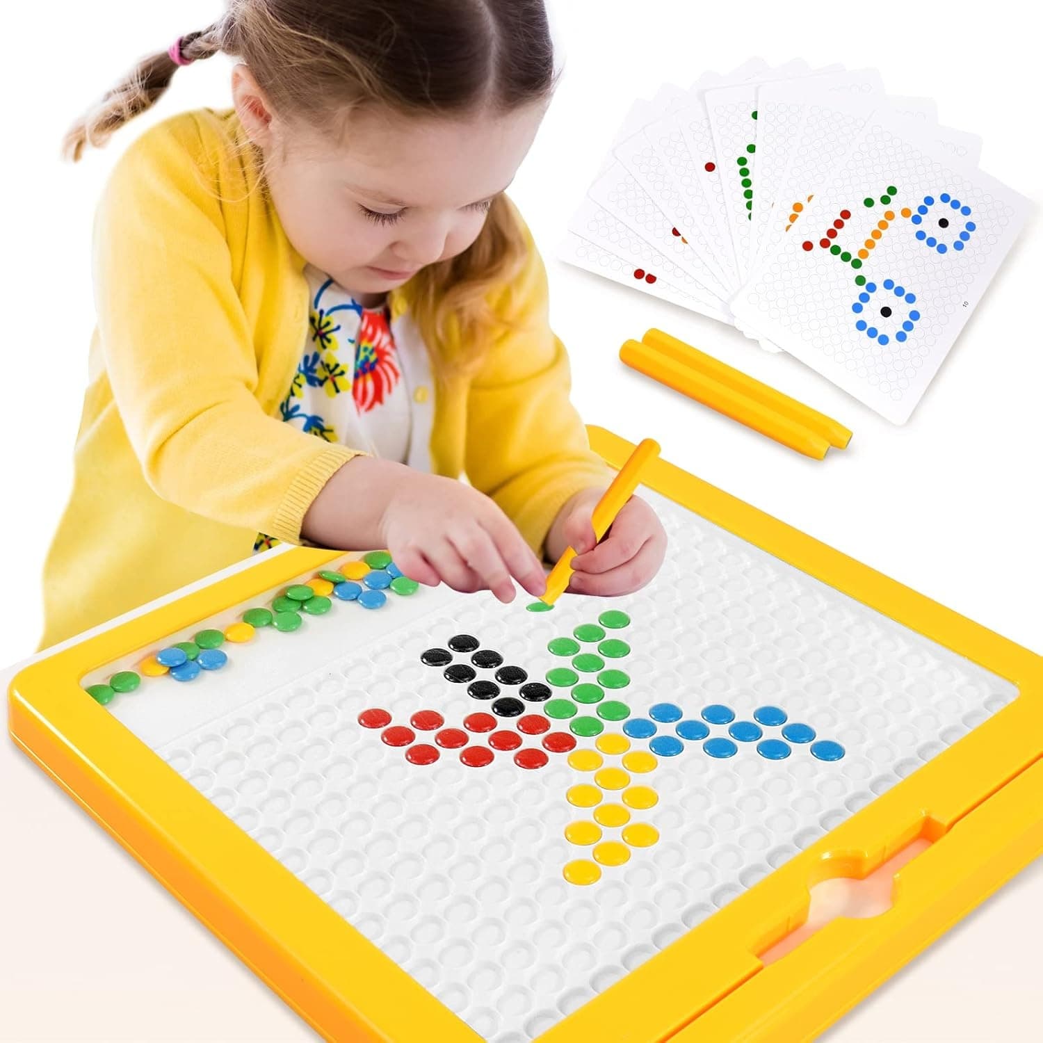 Large Magnetic Drawing Board For Kids Montessori Color Matching Dot Art Toy with 2 Pens — image 1