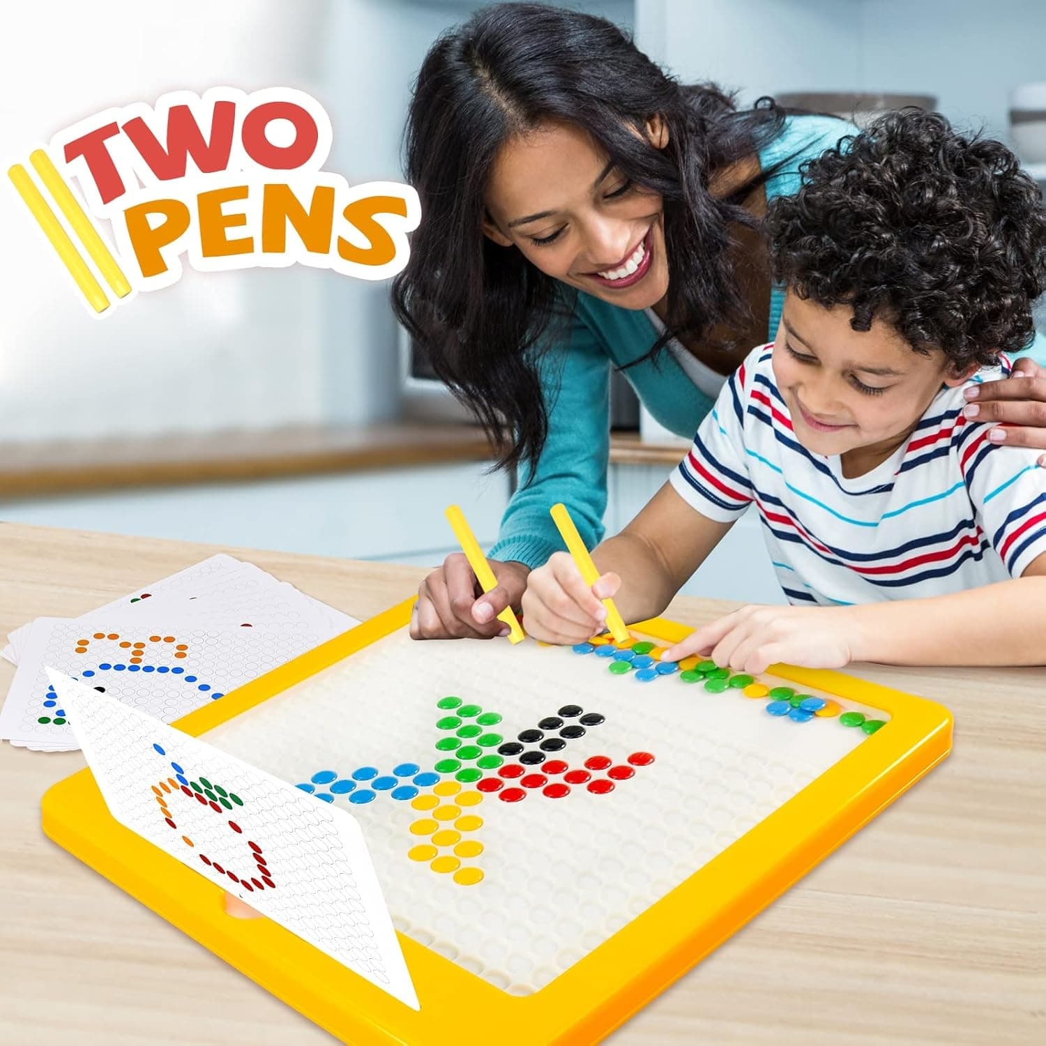 Large Magnetic Drawing Board For Kids Montessori Color Matching Dot Art Toy with 2 Pens — image 3