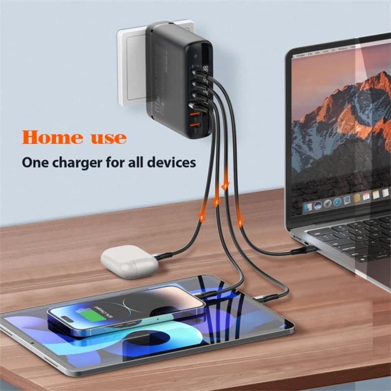 LDNIO A6140C 140W Fast charging 6 USB Ports LED Display GaN Charger Adapter — image 4