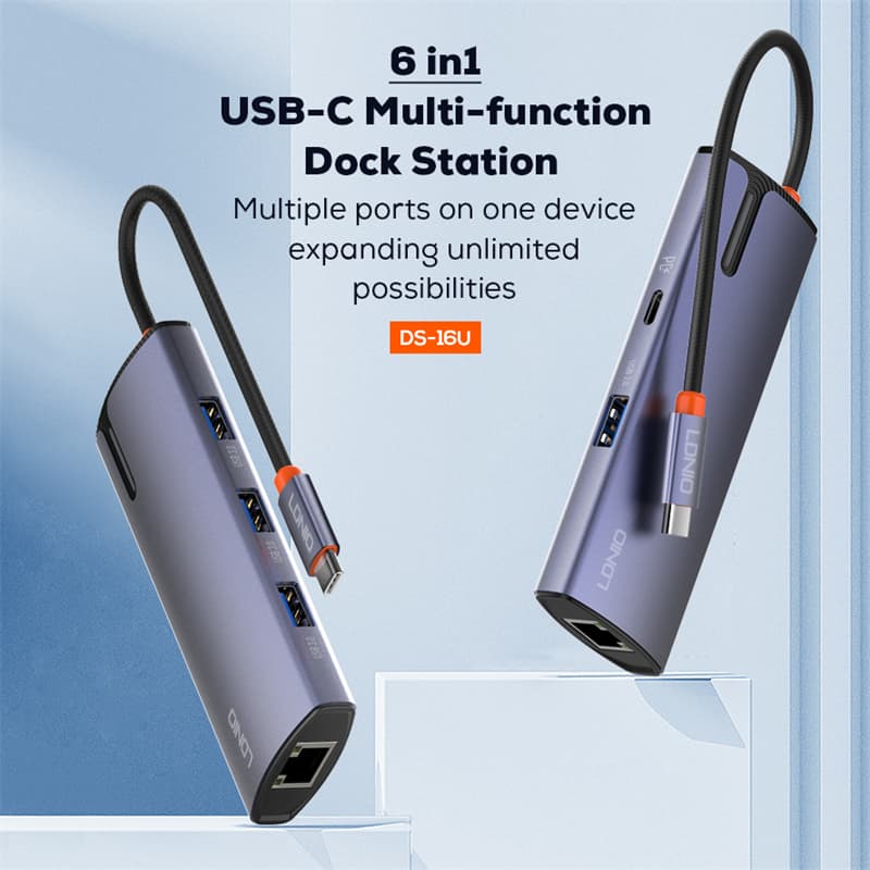 LDNIO DS-16U Type C Docking Station 6 in 1 To USB PD Power USB 3.1 Multi Port Usb C Hub — image 4