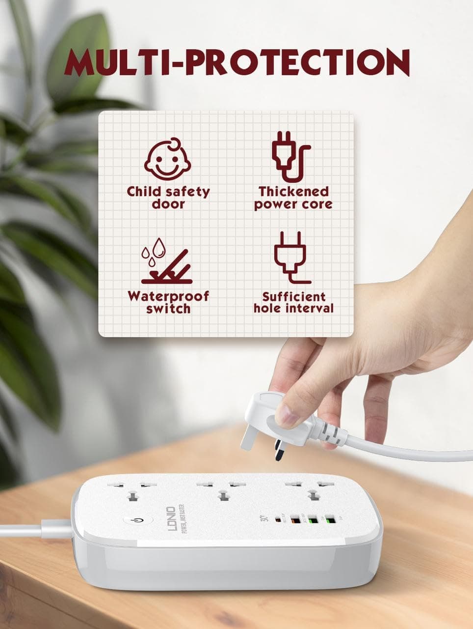 LDNIO SCW3451 2500W 10A Smart WiFi Extension Power Strip With App Control — image 4