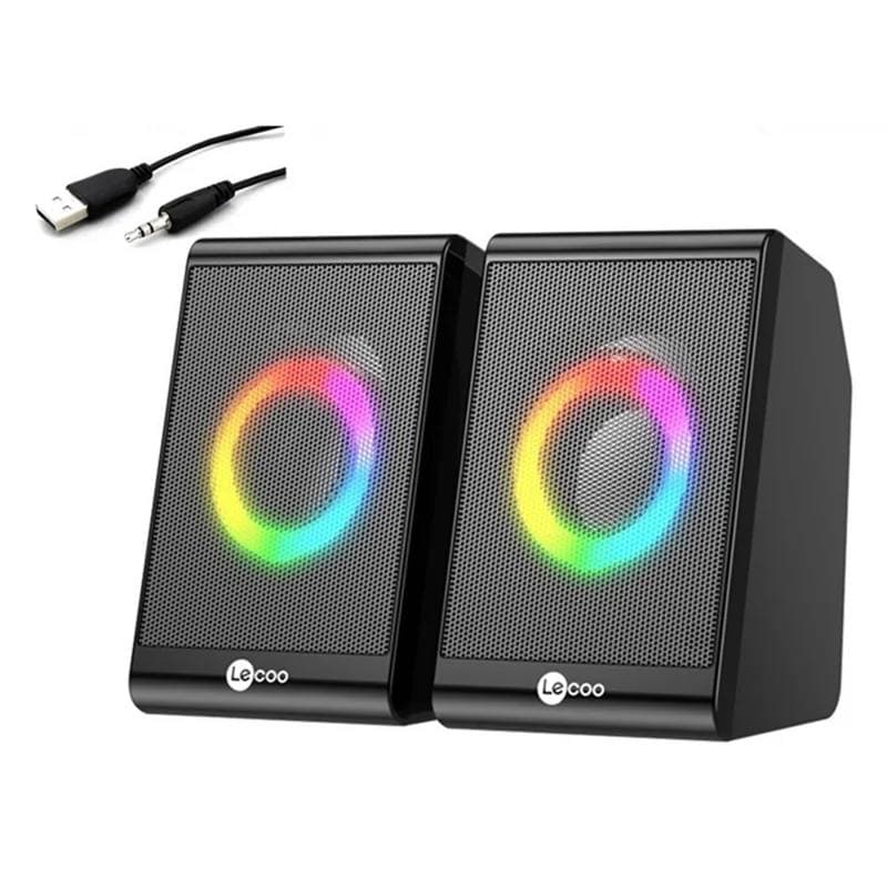 LENOVO LECOO DS100 Desktop Speakers USB 3.5mm Audio Jack RGB Lighting Compact Sound System — image 1