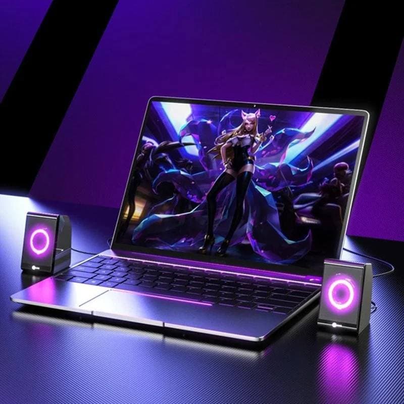 LENOVO LECOO DS100 Desktop Speakers USB 3.5mm Audio Jack RGB Lighting Compact Sound System — image 4