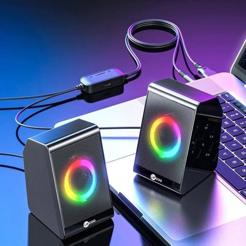 LENOVO LECOO DS100 Desktop Speakers USB 3.5mm Audio Jack RGB Lighting Compact Sound System — image 3