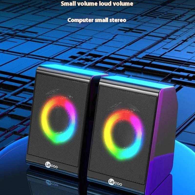 LENOVO LECOO DS100 Desktop Speakers USB 3.5mm Audio Jack RGB Lighting Compact Sound System — image 2