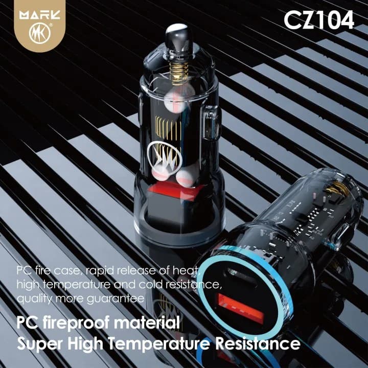 Mark CZ104 Transparent 2 Port PD & QC 3.0 Car Charger — image 2