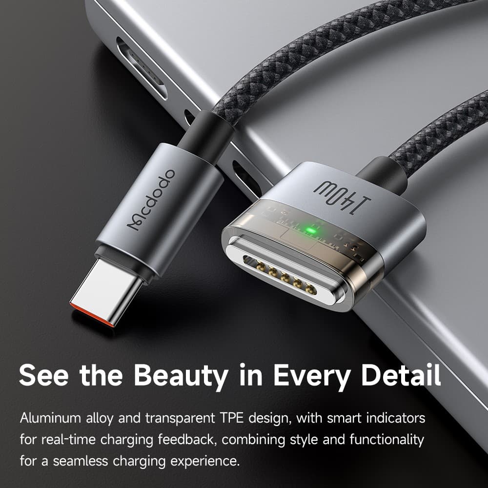 MCDODO CA 207 140W USB-C To MagSafe 3 Charging Cable 2M With LED Indicator & Nylon Braided — image 2