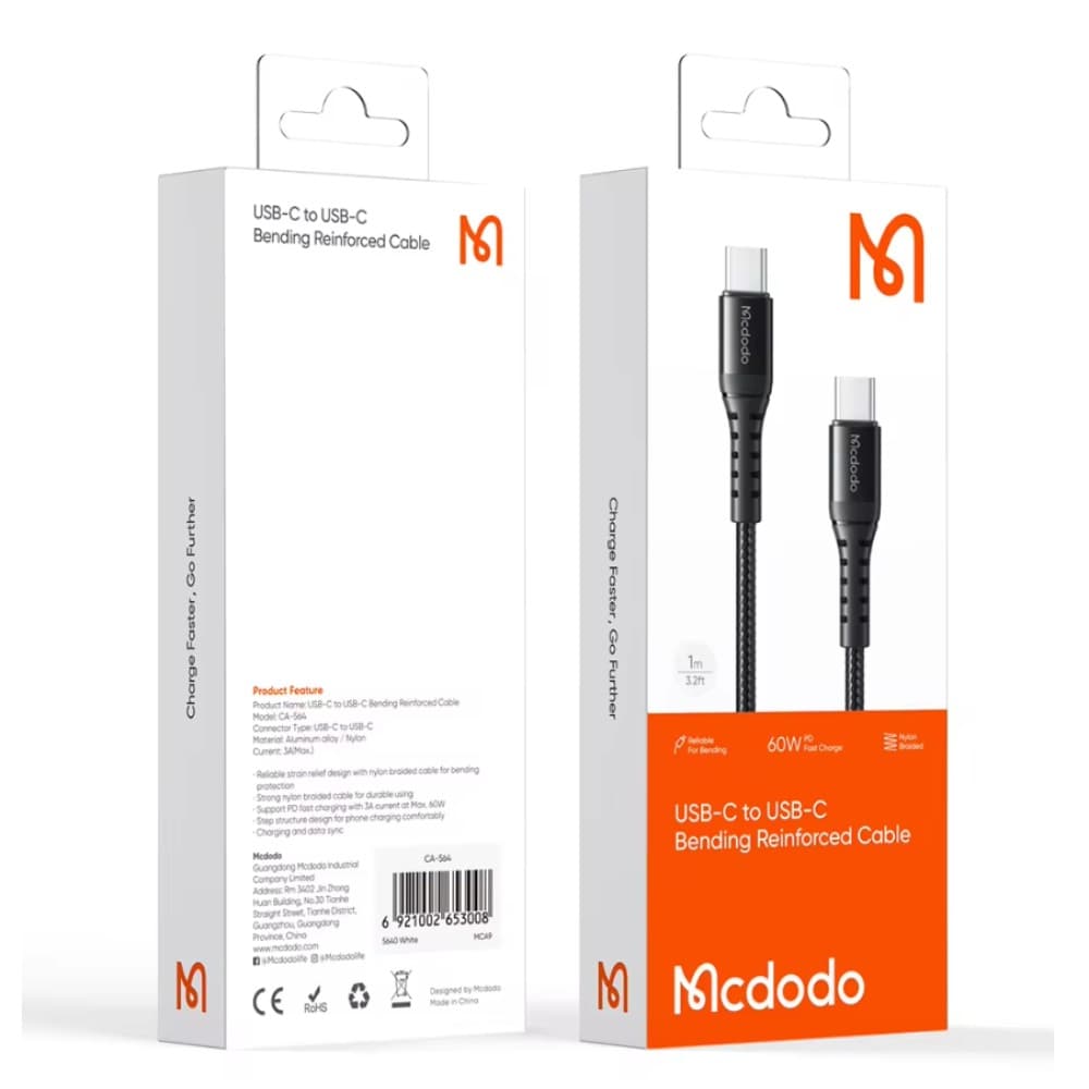 McDodo CA564 2 Meter USB-C To USB-C 60W Reinforced Bending Fast Charging Cable — image 5