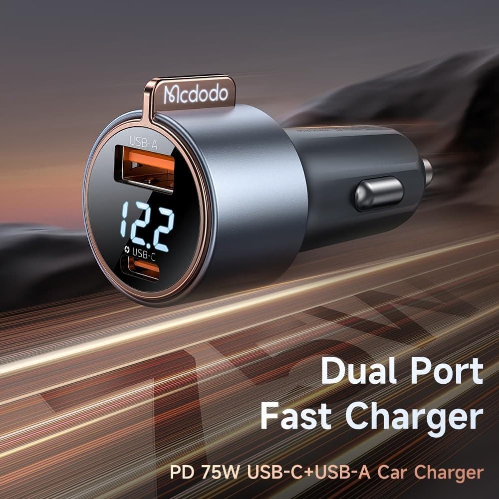 Mcdodo CC369 75W Dual Port USB-A+C Fast Car Charger Adapter — image 3