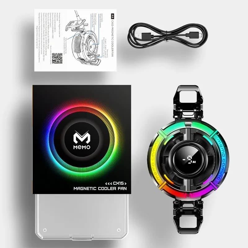 MEMO CX15 AI Digital Display Mobile Cooler Fan Colourful LED Light — image 5