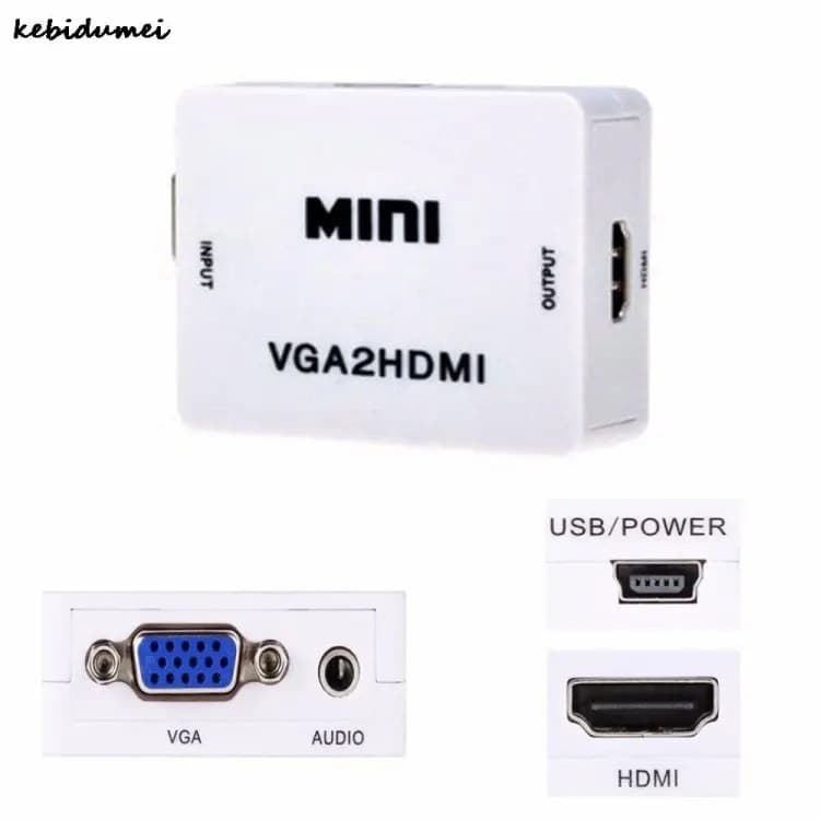 Mini VGA to HDMI Adapter VGA2HDMI Converter Connector With Audio For PC Laptop To HDTV Projector — image 2