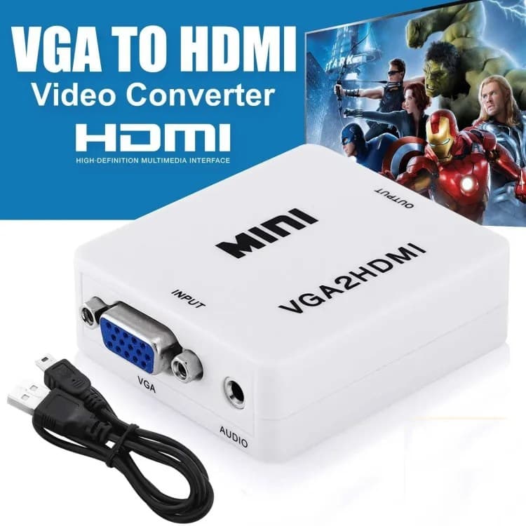 Mini VGA to HDMI Adapter VGA2HDMI Converter Connector With Audio For PC Laptop To HDTV Projector — image 1
