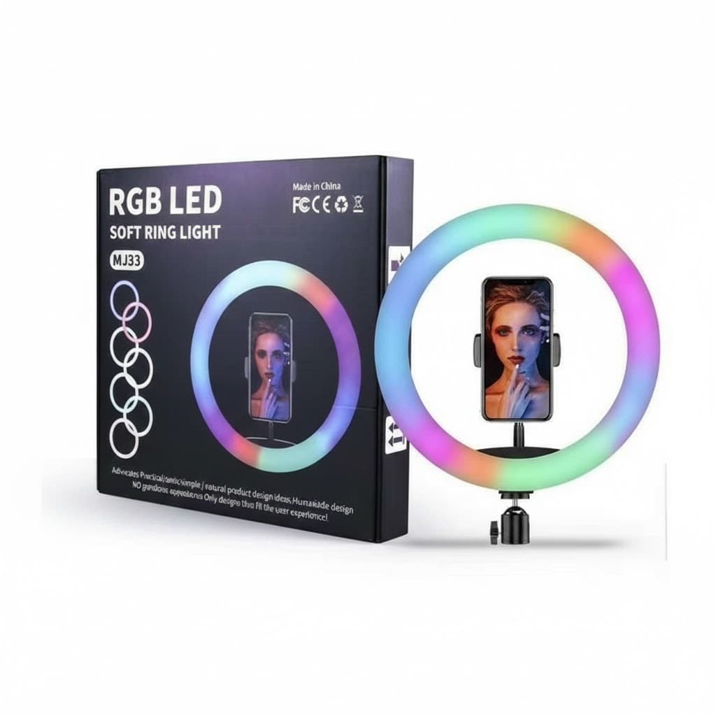 MJ33 RGB 33cm Professional LED Ring Light With Tripod & Phone Holder — image 4