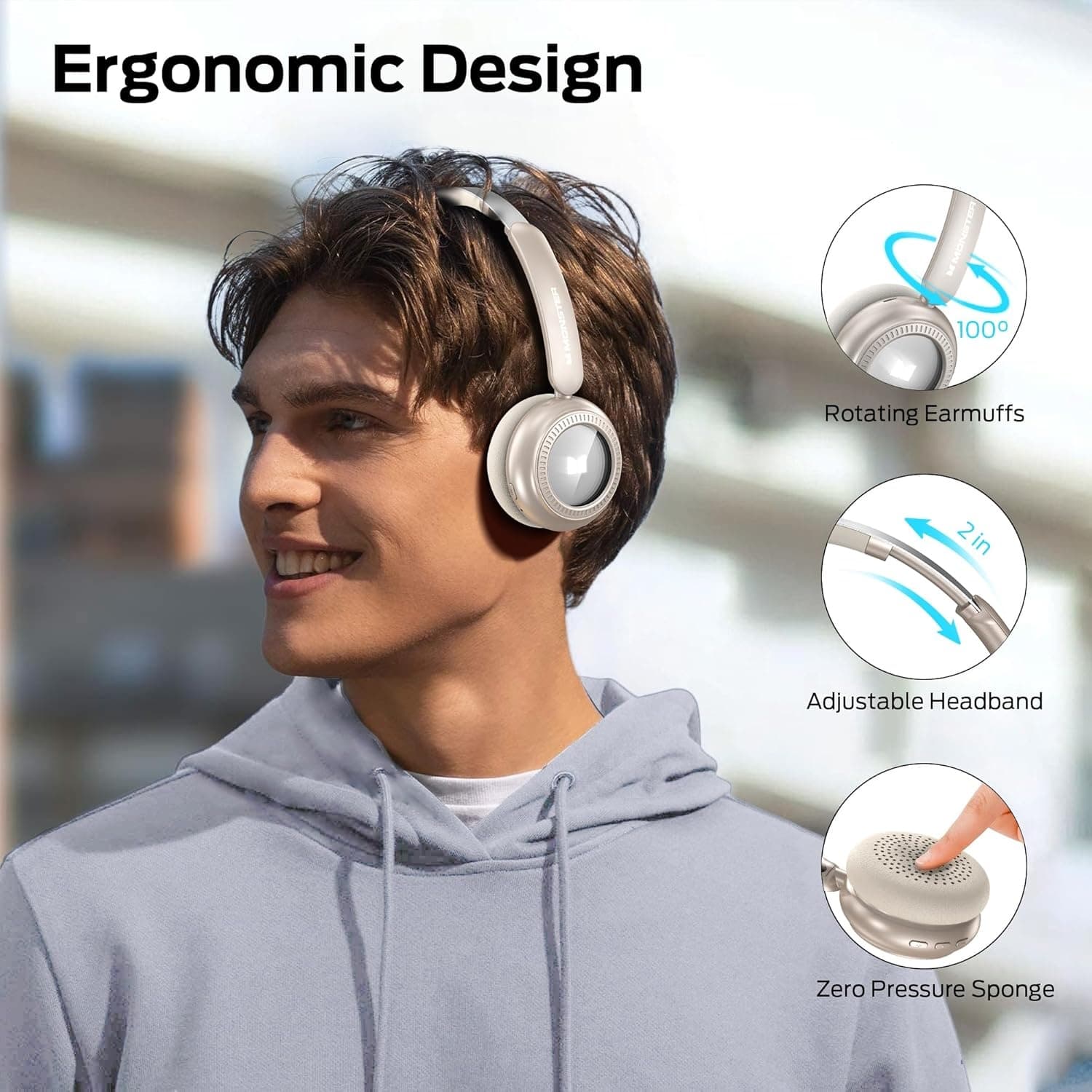 Monster N-Tune MINI Bluetooth Headphones – 50H Playtime On-Ear Wireless Headset — image 5
