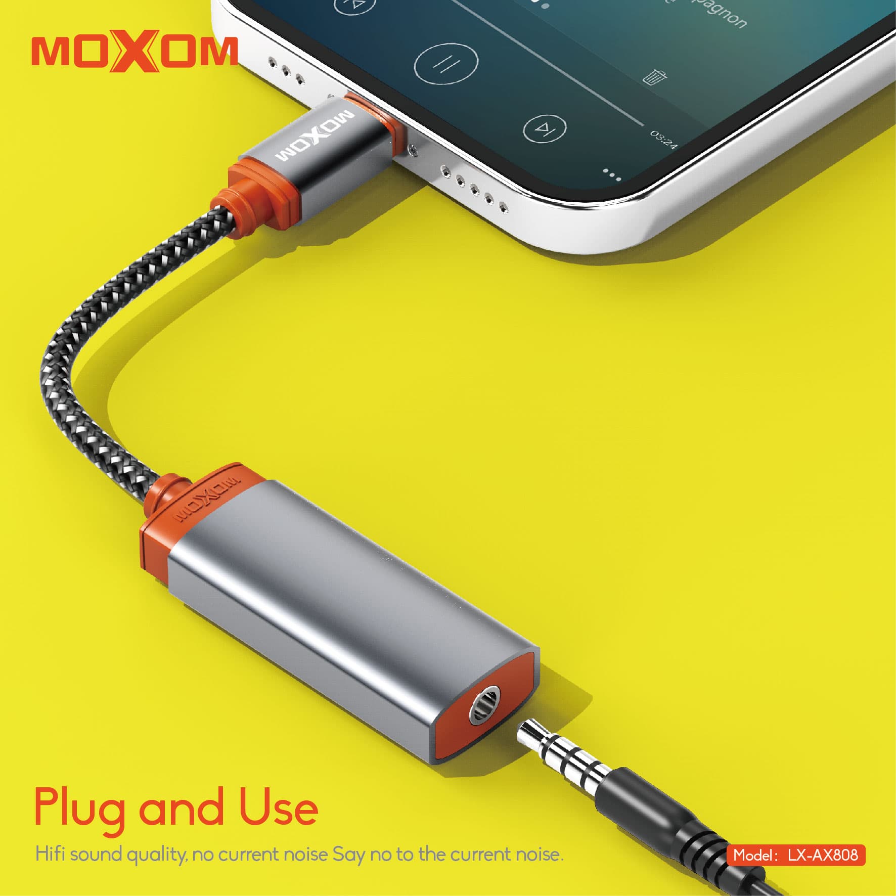 MOXOM LX-AX808 60W PD Fast Charging & 3.5mm Audio Converter Braided Cable — image 4