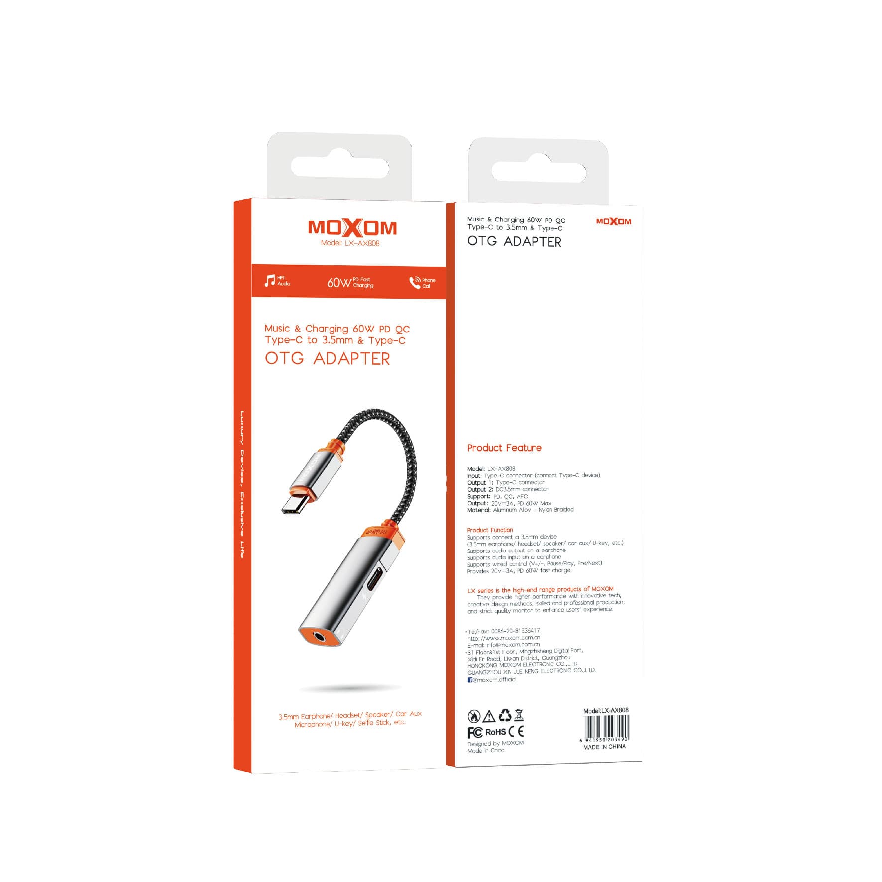 MOXOM LX-AX808 60W PD Fast Charging & 3.5mm Audio Converter Braided Cable — image 5