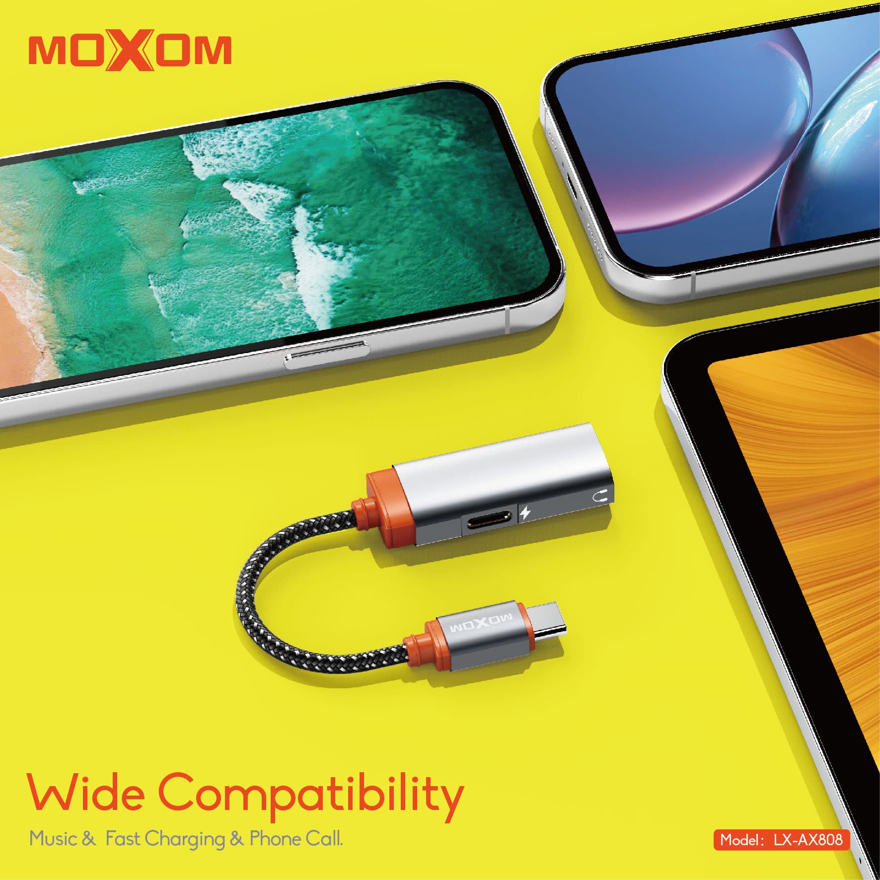 MOXOM LX-AX808 60W PD Fast Charging & 3.5mm Audio Converter Braided Cable — image 3