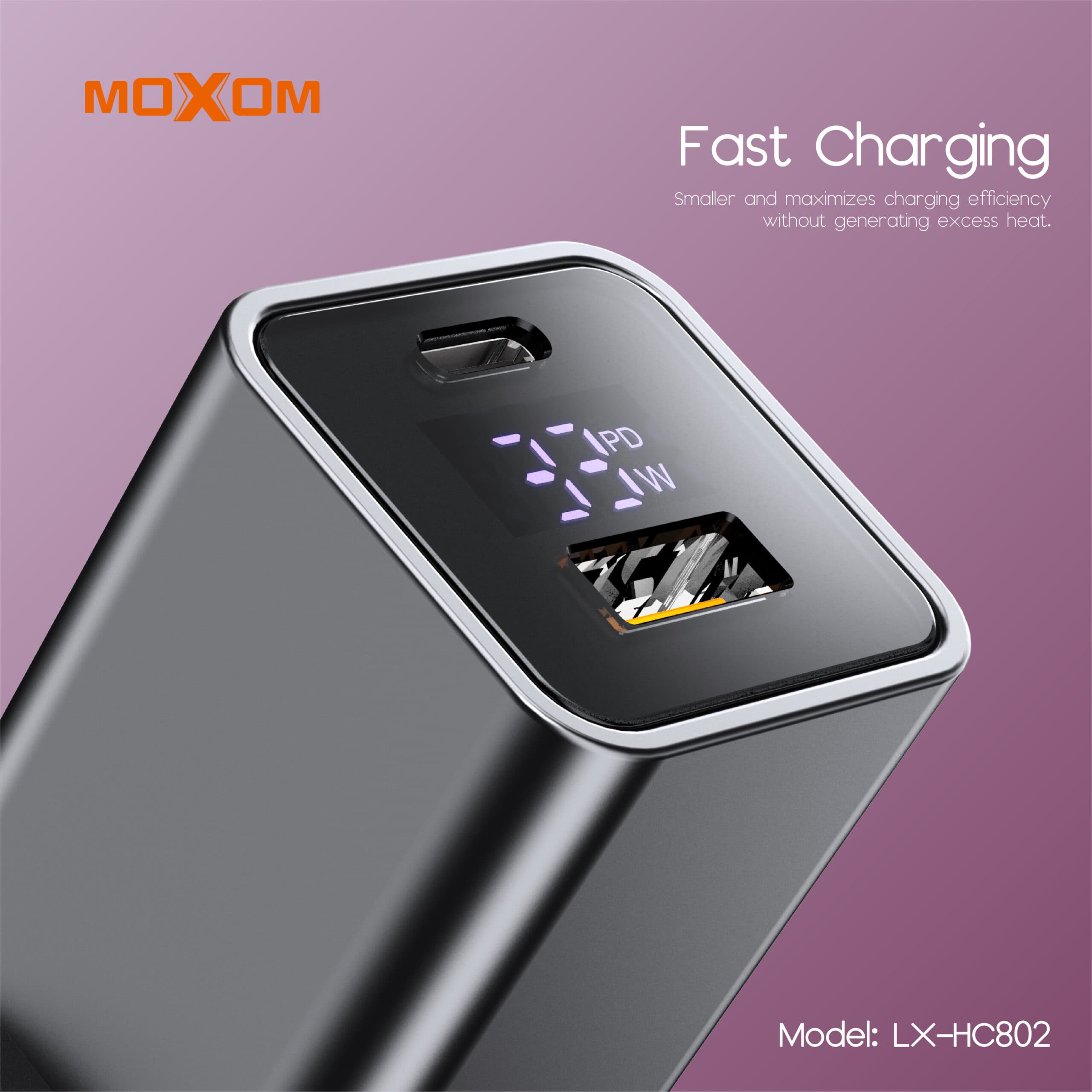 Moxom LX-HC802 PD 33W Fast Charger With LCD Display QC3.0/PD — image 2