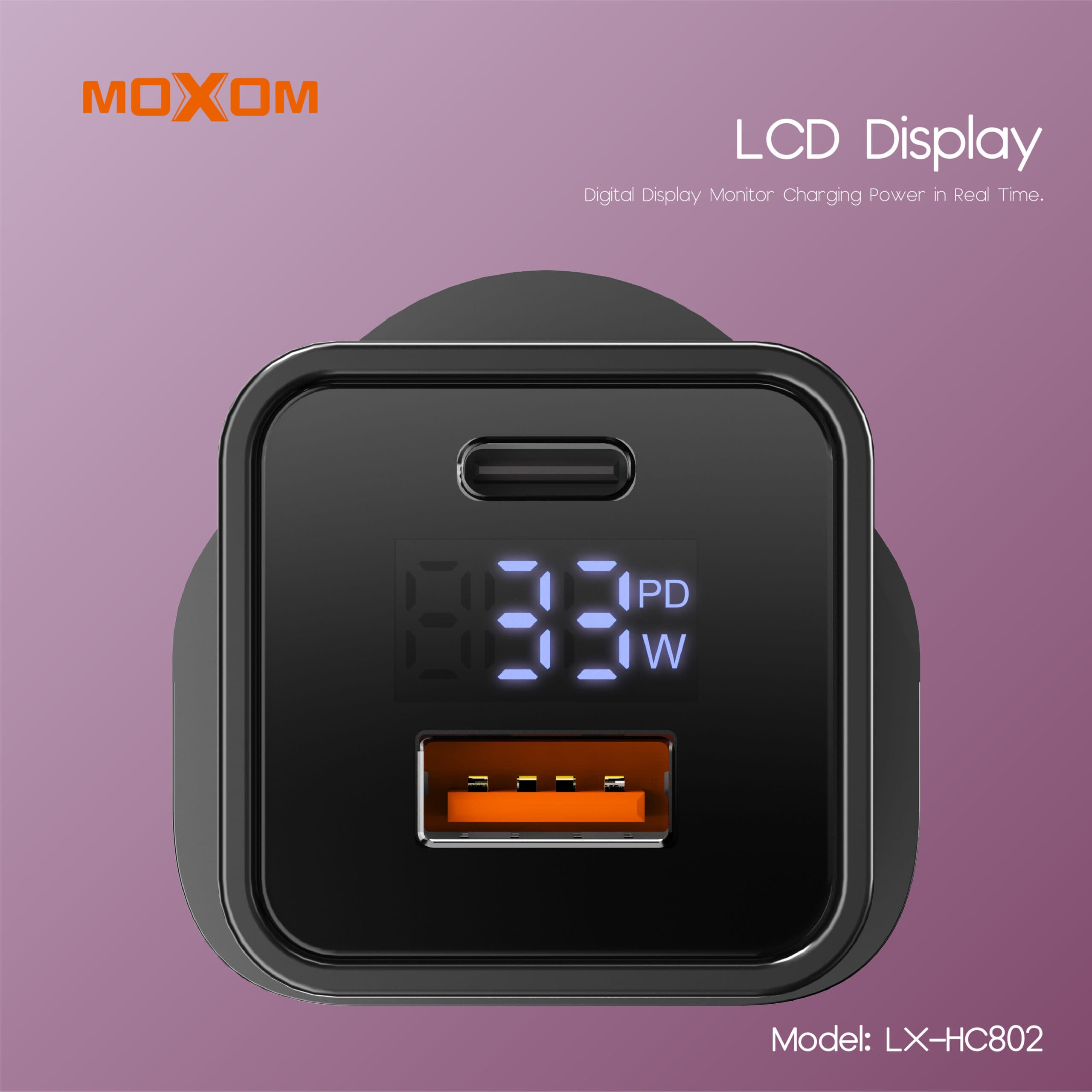 Moxom LX-HC802 PD 33W Fast Charger With LCD Display QC3.0/PD — image 3