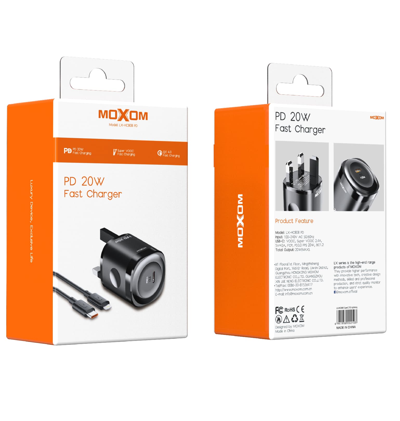 MOXOM LX HC808 PD 20W Fast Charger With Type C Cable — image 5