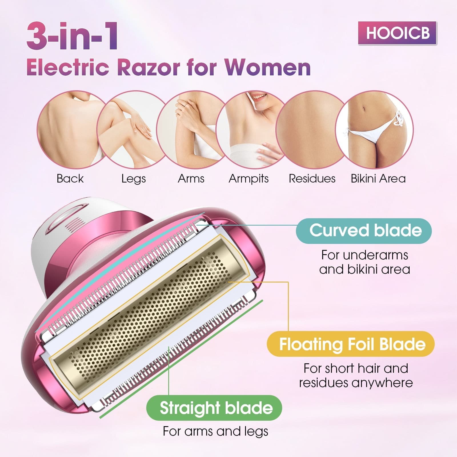 MS8377 Electric Razor For Women 5 in 1 Rechargeable Cordless Bikini Trimmer With Digital Display — image 2