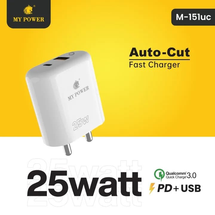 My Power M151UC 25 Watt Auto Cut Charger PD Fast Charging Adapter — image 1