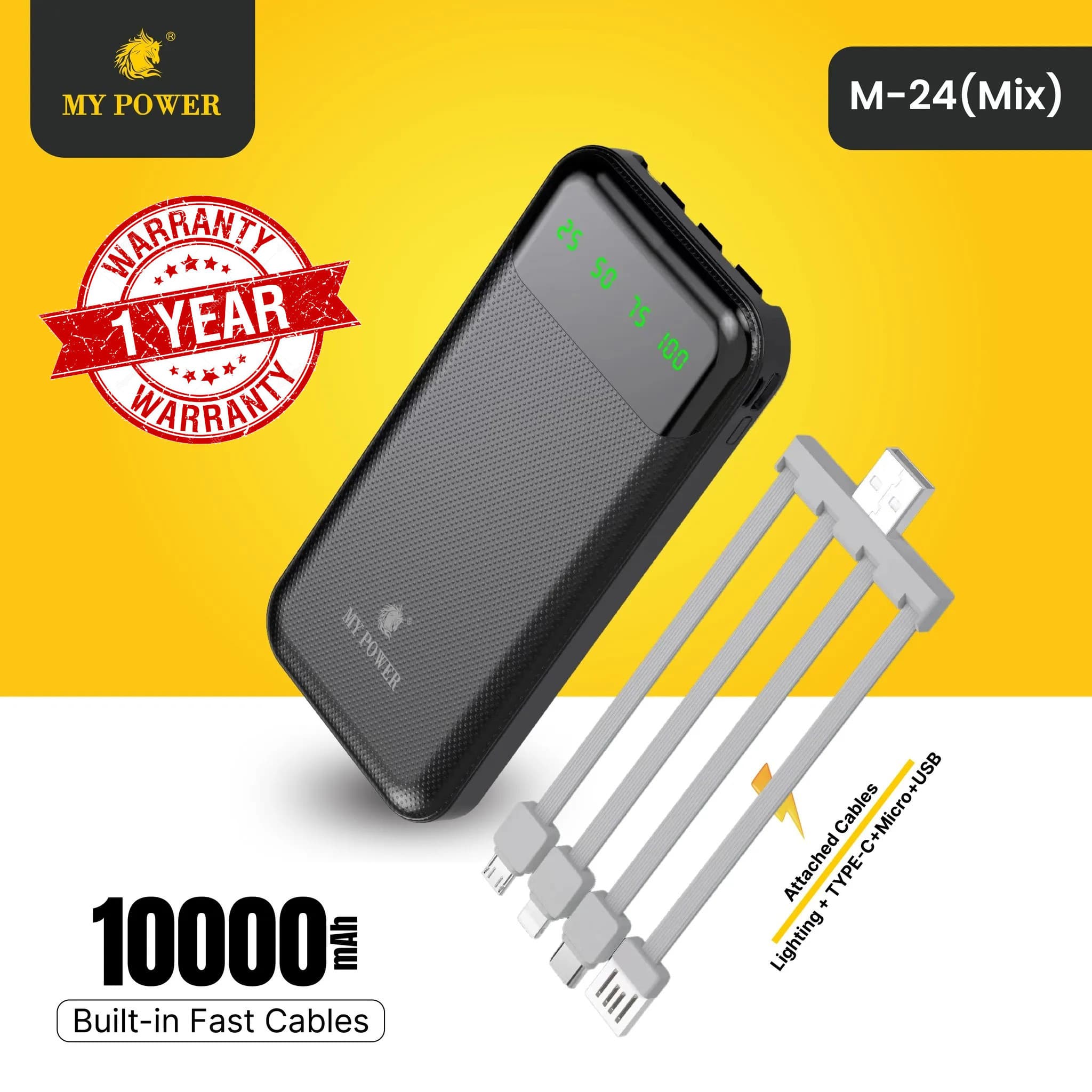 My Power M24 Mix 10000mAh Powerbank With Charging Cables — image 1