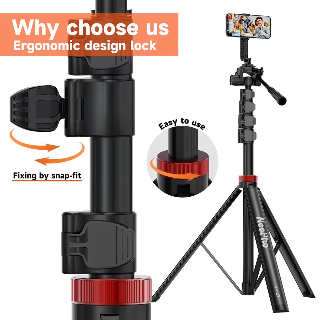 Neepho NP Z7 74″ Extendable Phone Tripod & Selfie Stick — image 2