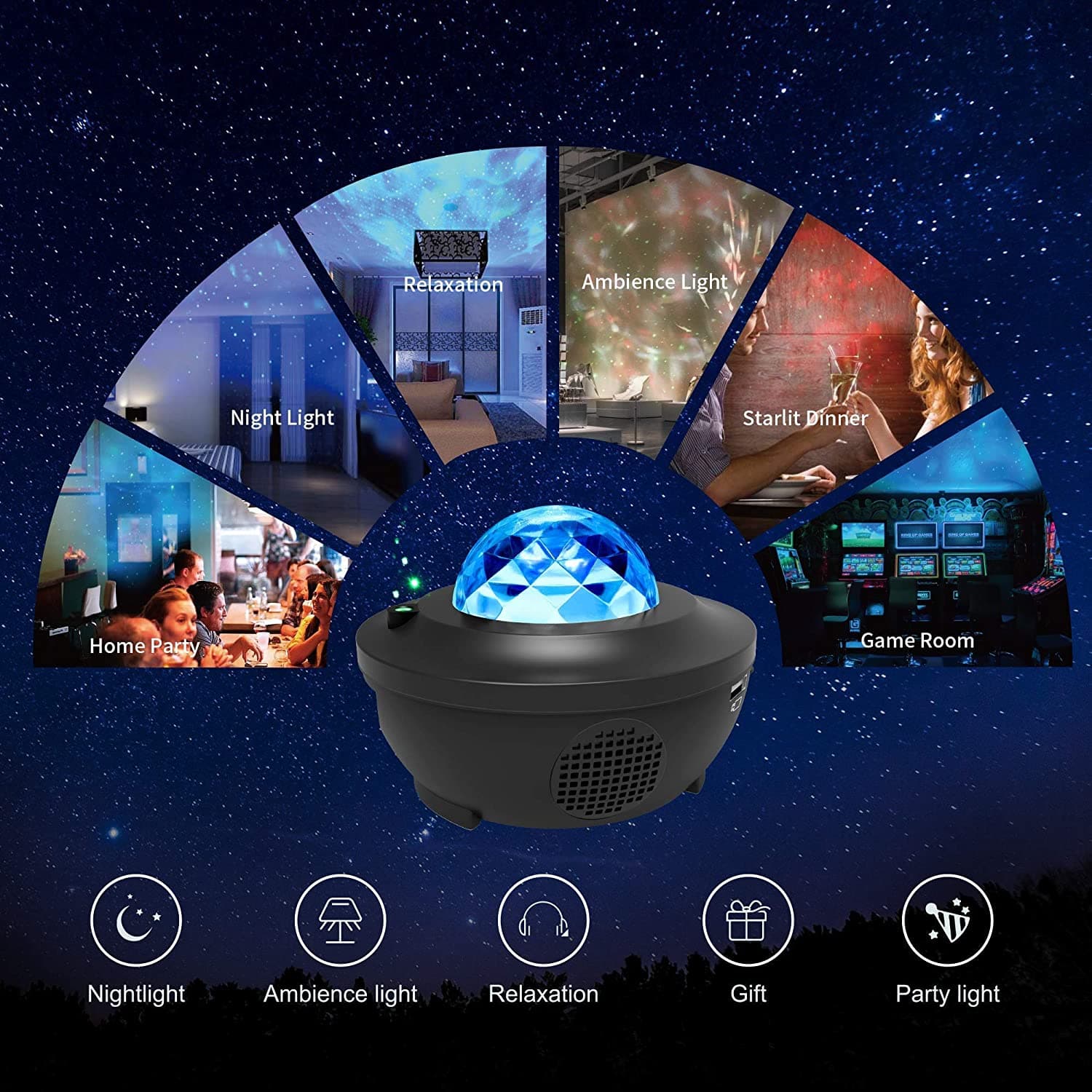 Night Light Projector 3 in 1 Galaxy Projector Star Projector w/LED Nebula Cloud — image 3