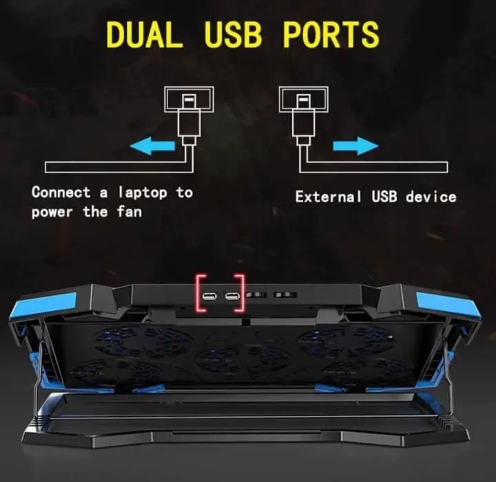 NUOXI Q7 Ultra Professional 5 Fan LED Backlit Speed And Height Adjustable Gaming Laptop Stand Cooling Pad — image 2