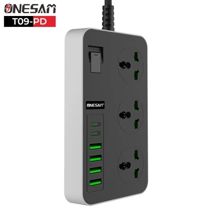 ONESAM T09 PD 3000W Electric Power Socket 4 USB + Type-C EU Multiplug — image 1