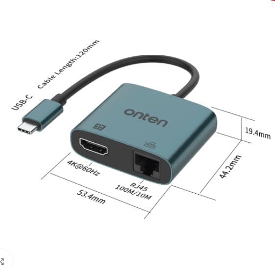 Onten UC288 USB-C To HDMI HD Video Adapter With RJ45 (100M) — image 3