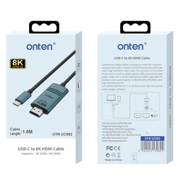 Onten UC982 8K 60Hz USB-C to HDMI Video Converter Cable — image 5